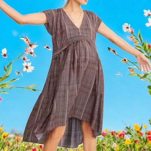 Hatch Dresses & Skirts - Hatch Maternity Paulina Dress Diamond Geo Print S 1 Brown Pink Sleeveless EUC